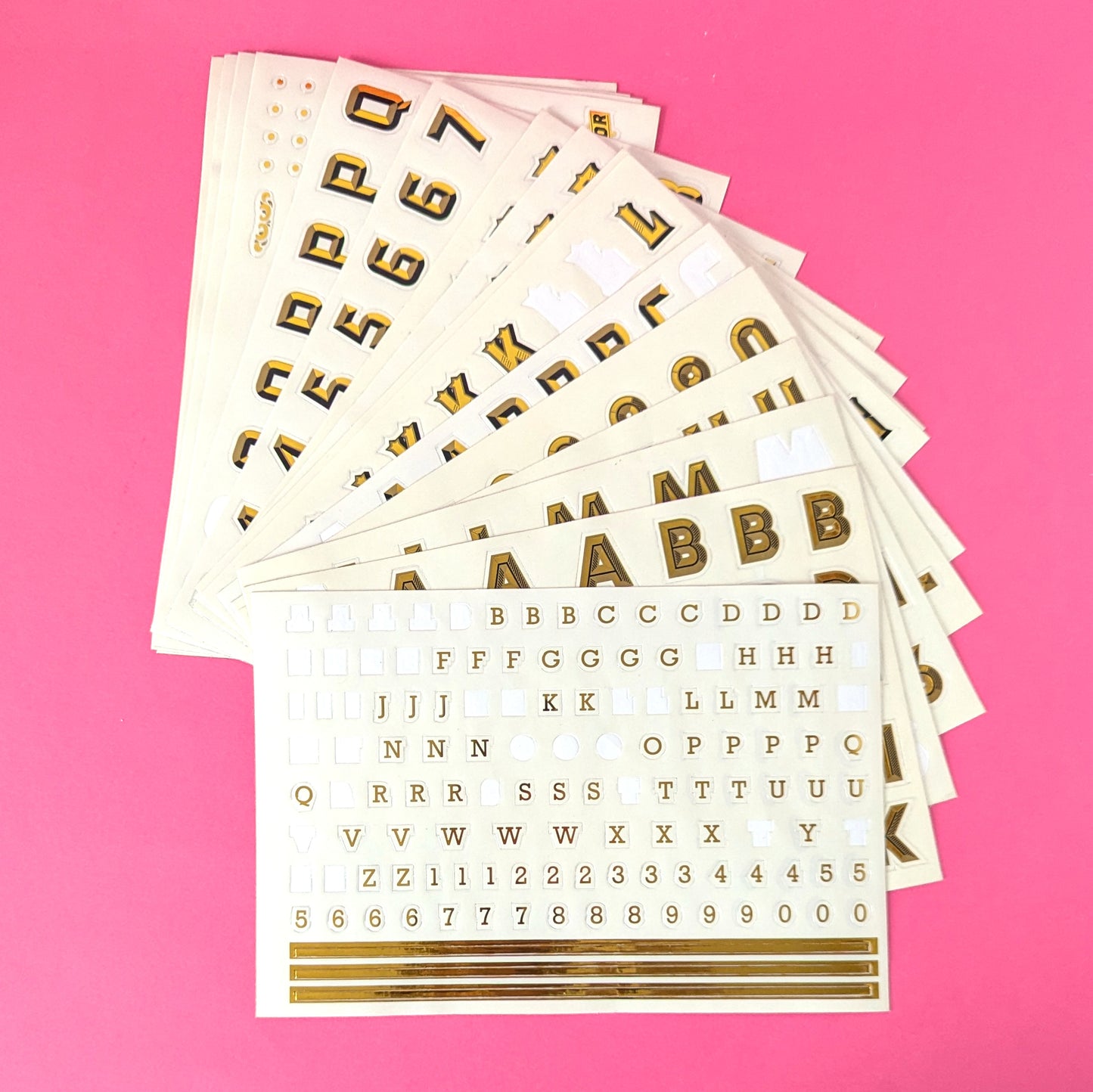 Gold foil type stickers
