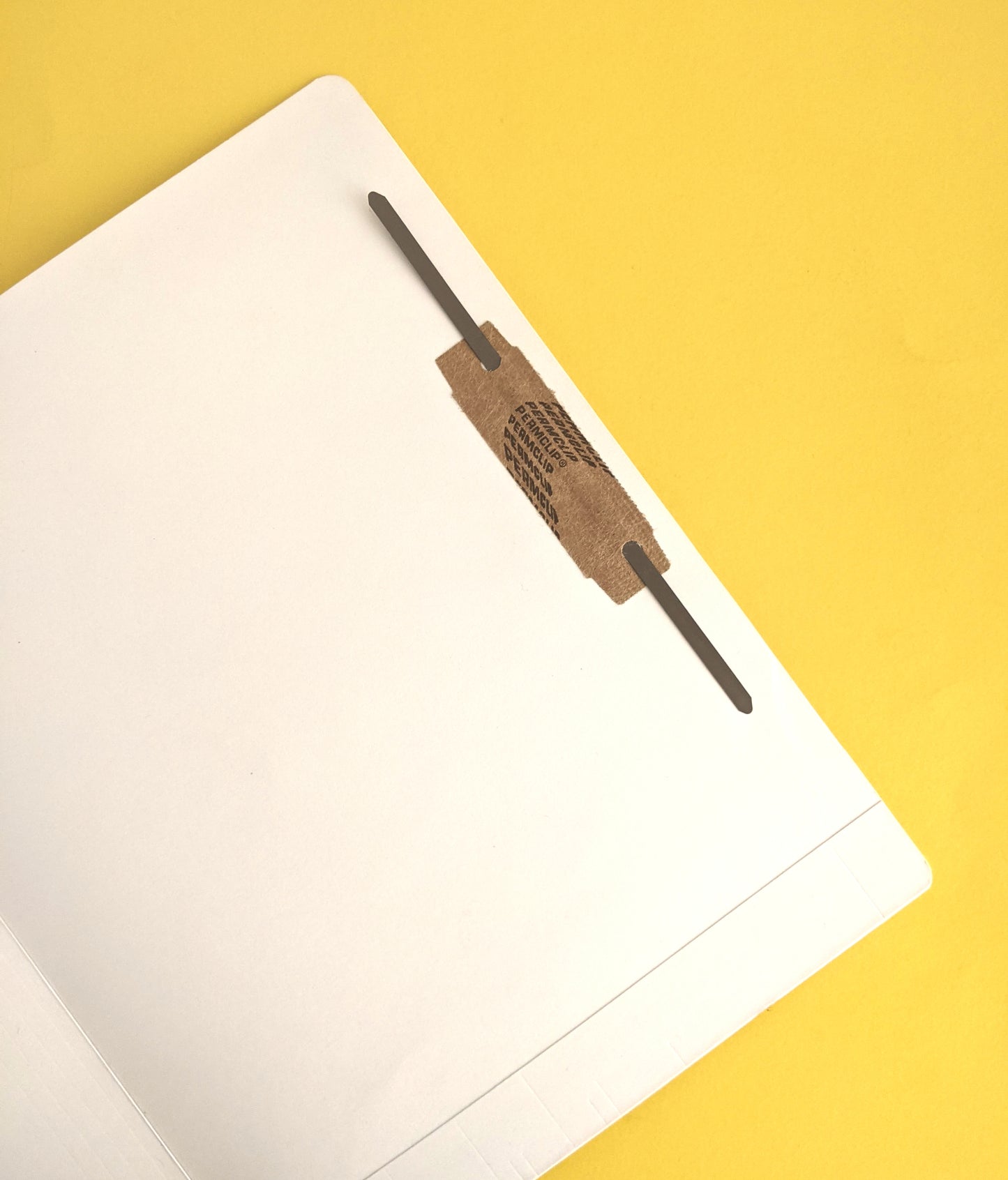 End tab folders with fasteners