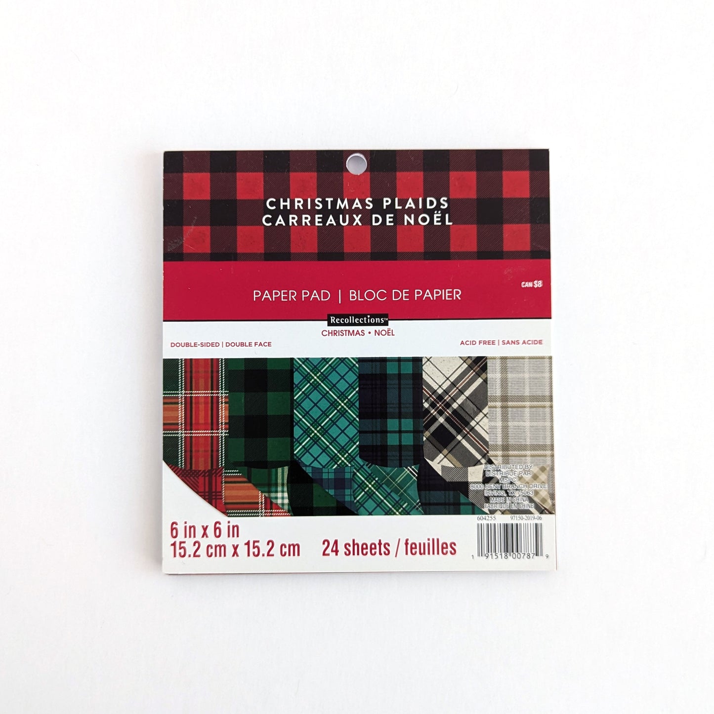 Christmas plaid paper pad