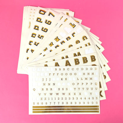 Gold foil type stickers